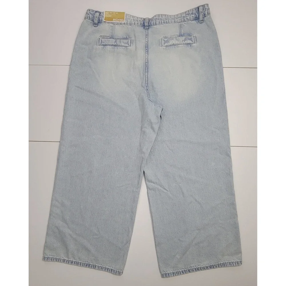 Michael Kors Selma Crop Wide Leg Jeans Women's Size 12 High Rise Light Wash New